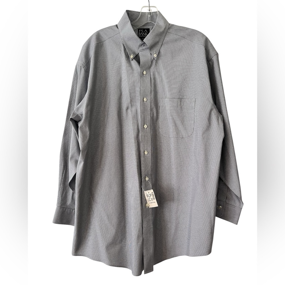 Jos. A. Bank - Men’s Gray Traveler Button Down 100% Cotton Shirt - Size 16 - 32